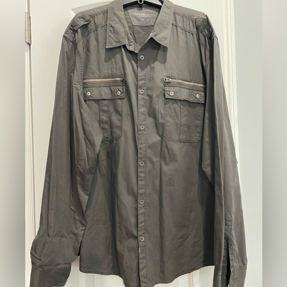 Calvin Klein XXL dark grey long sleeve button down - Picture 1 of 4